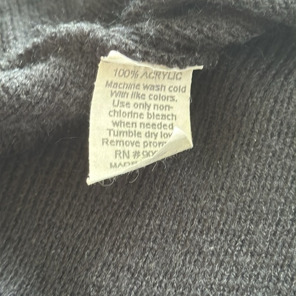 A.L.C. Black Statement Fringed Sweater Knit Funnel Turtleneck Poncho Cape OS - Picture 8 of 9